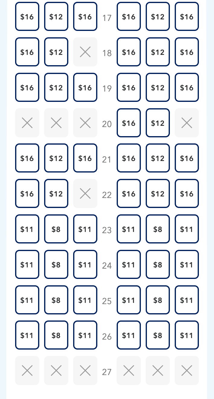 seat prices