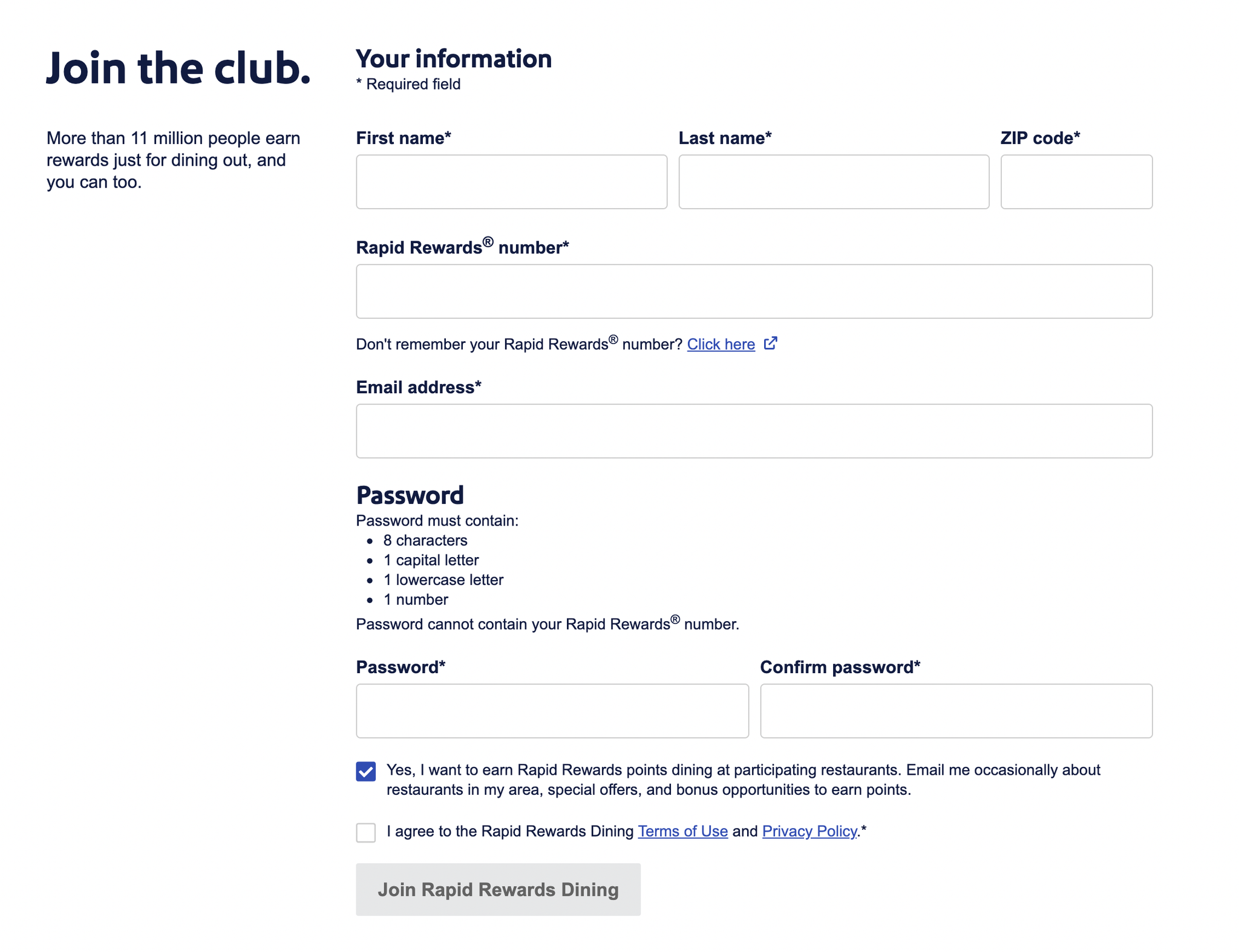 You can earn Southwest points with the Rapid Rewards Dining program