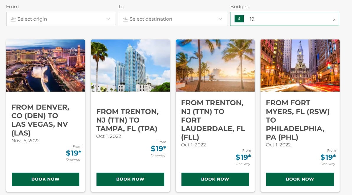 ALERTA DE OFERTA: Frontier está vendiendo boletos de ida de $ 19 solo hoy