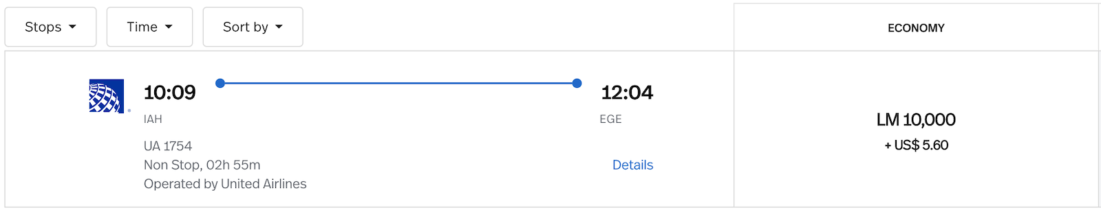 price for using miles on a flight