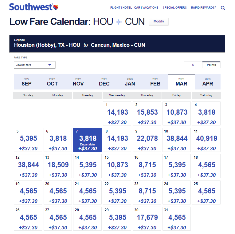 Southwest awards in March 2023