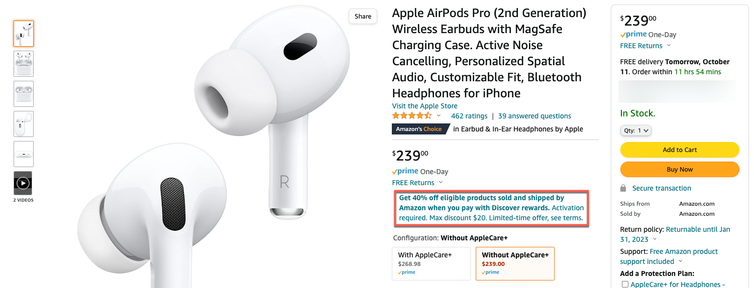 AirPods Pro page on Amazon