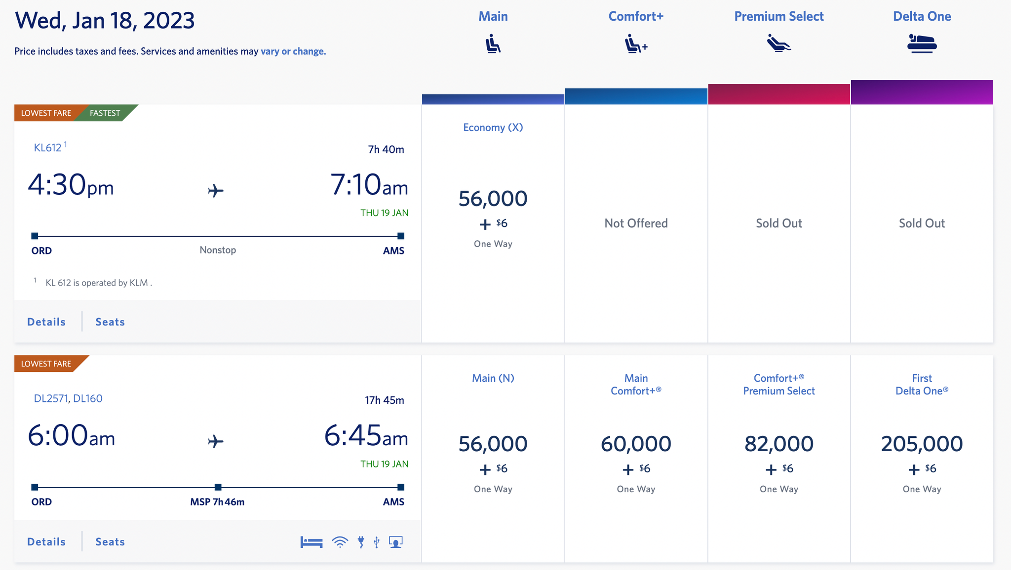 Delta SkyMiles matches SkyTeam award prices with its own flights The