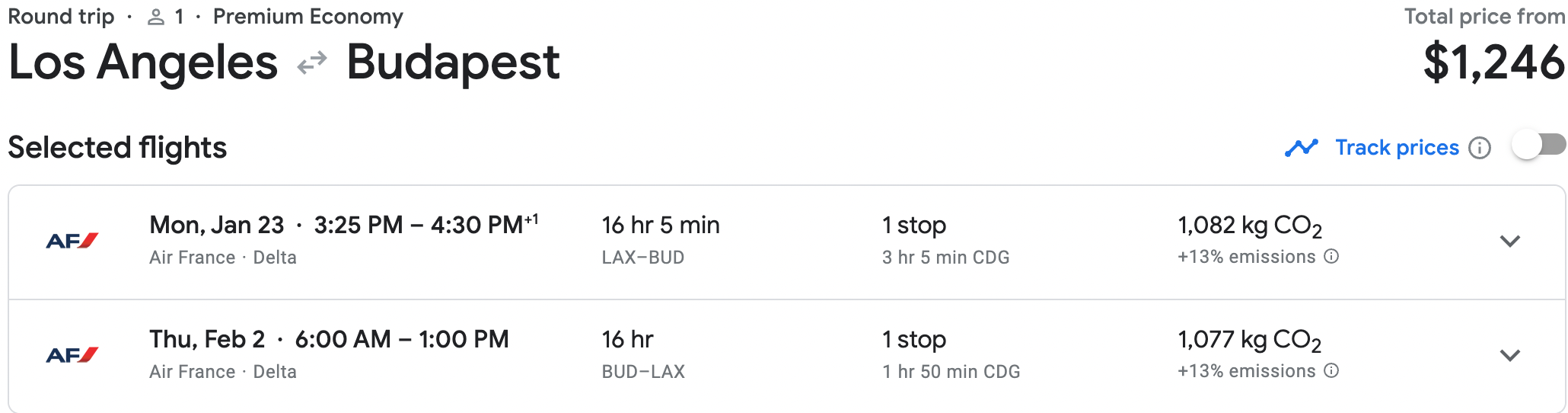 Booking a flight from LAX to BUD