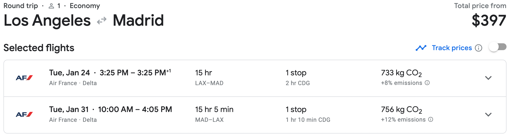 Booking a flight from LAX to MAD