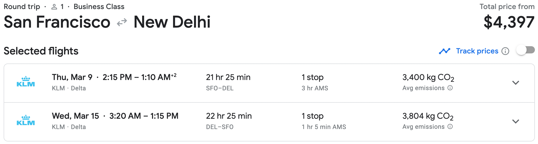 Booking a flight from SFO to DEL
