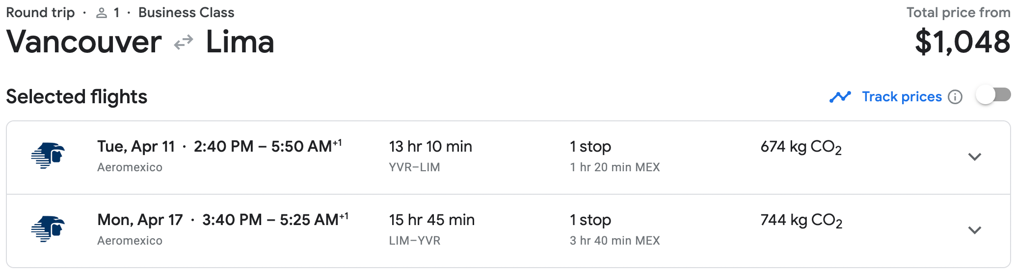 Booking a flight from YVR to LIM