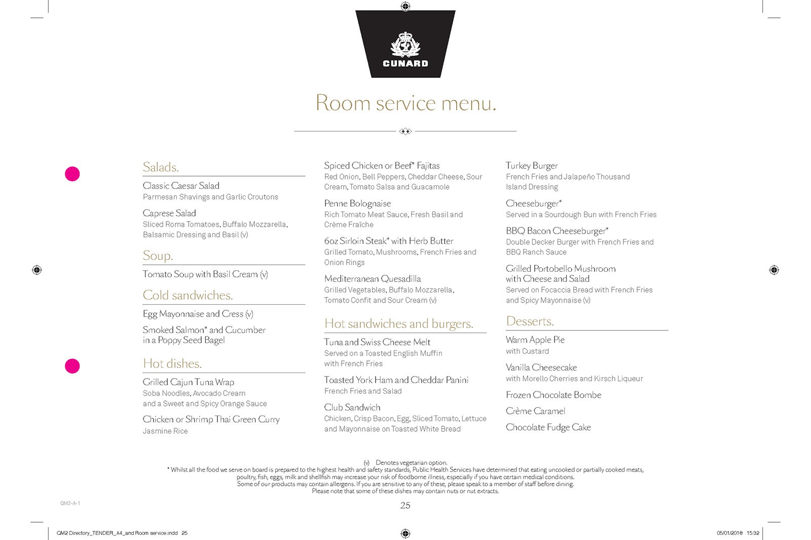 Royal Caribbean Room Service Menu