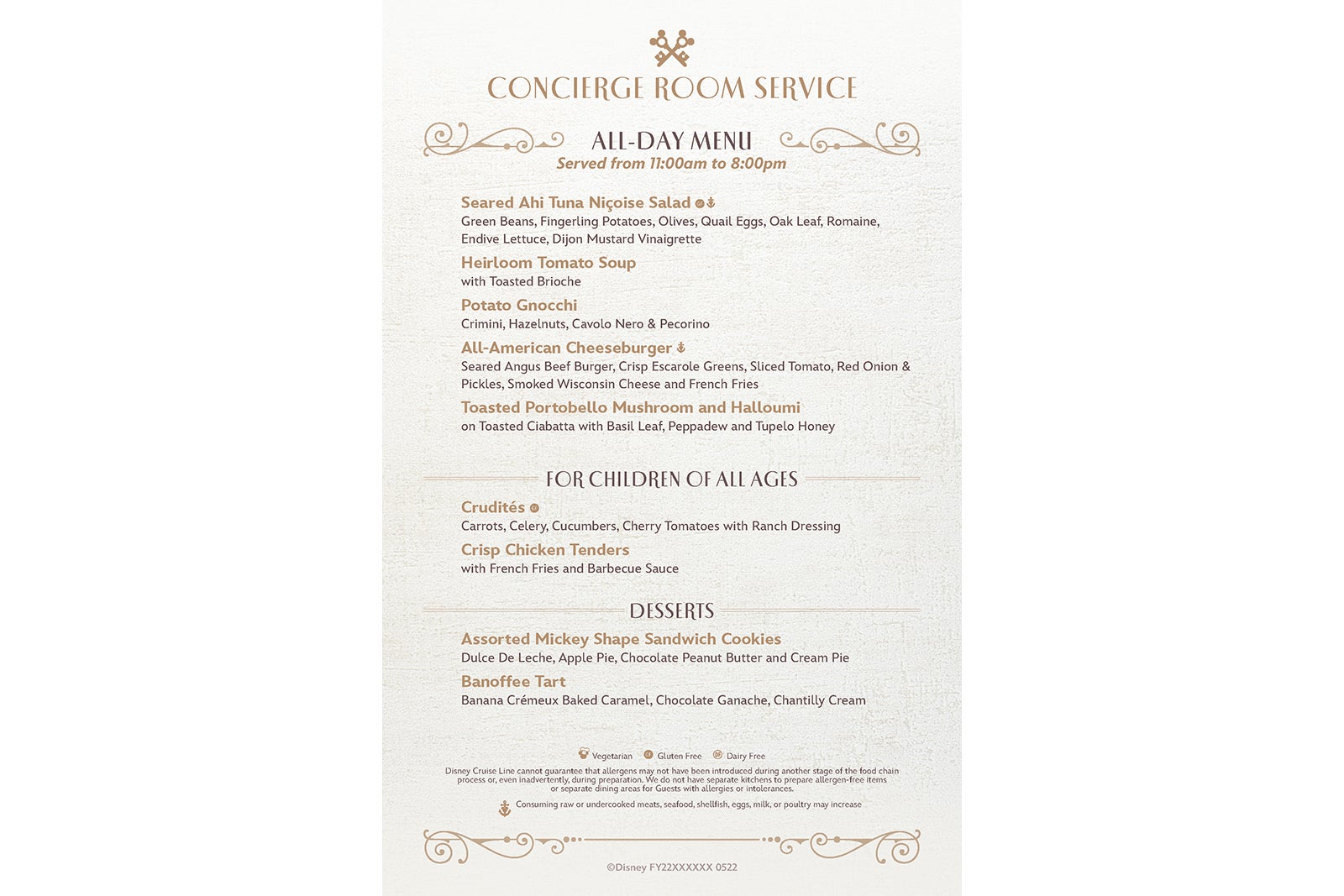 celebrity cruise concierge room service menu