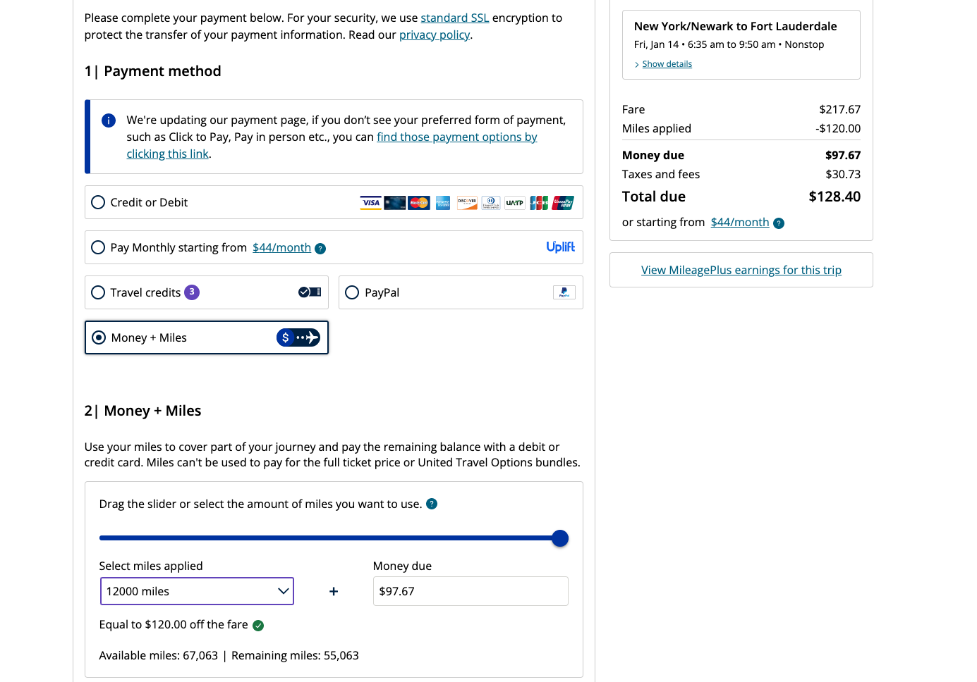 Money + Miles  United Airlines