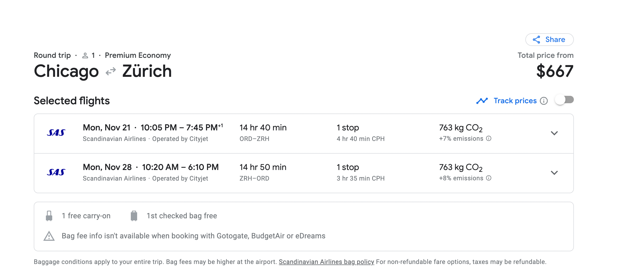 Chicago to Zurich on Google Flights