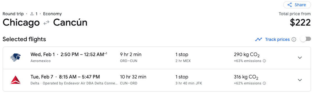 ind to cancun google flights