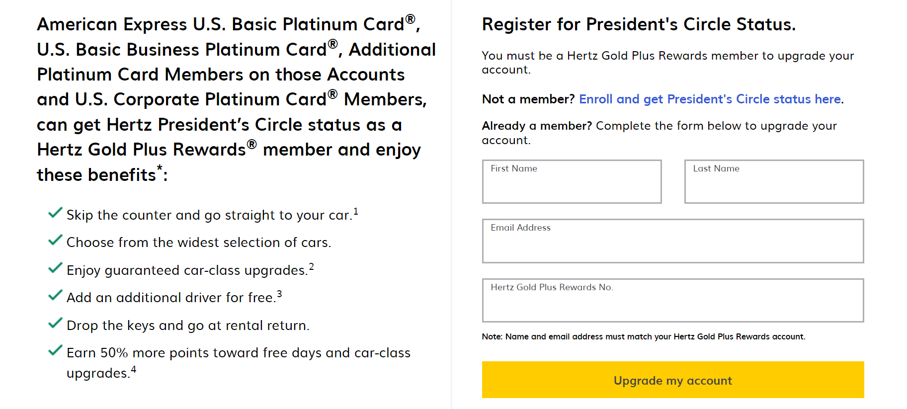 Amex Platinum cardholders can now get Hertz President's Circle status