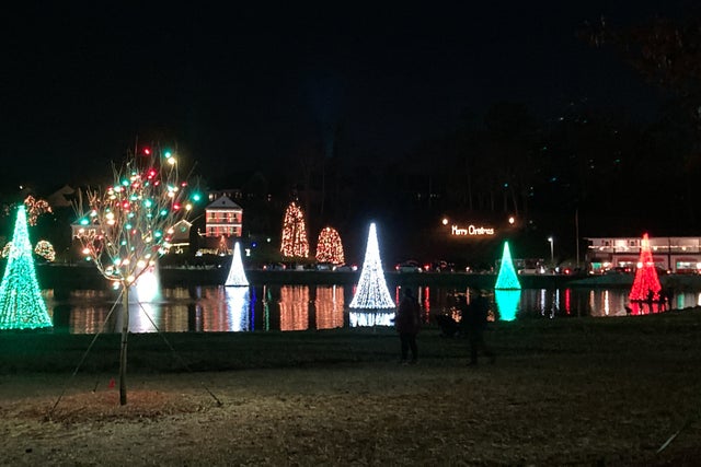 Christmas village ice skating pond