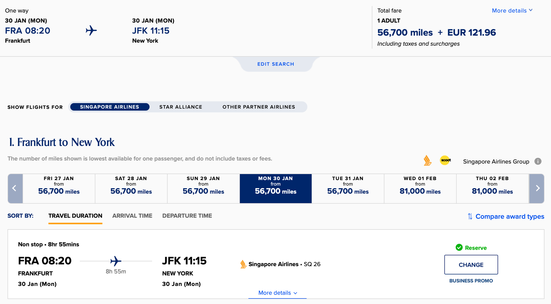 Book last-minute Singapore Airlines business class awards from JFK to ...