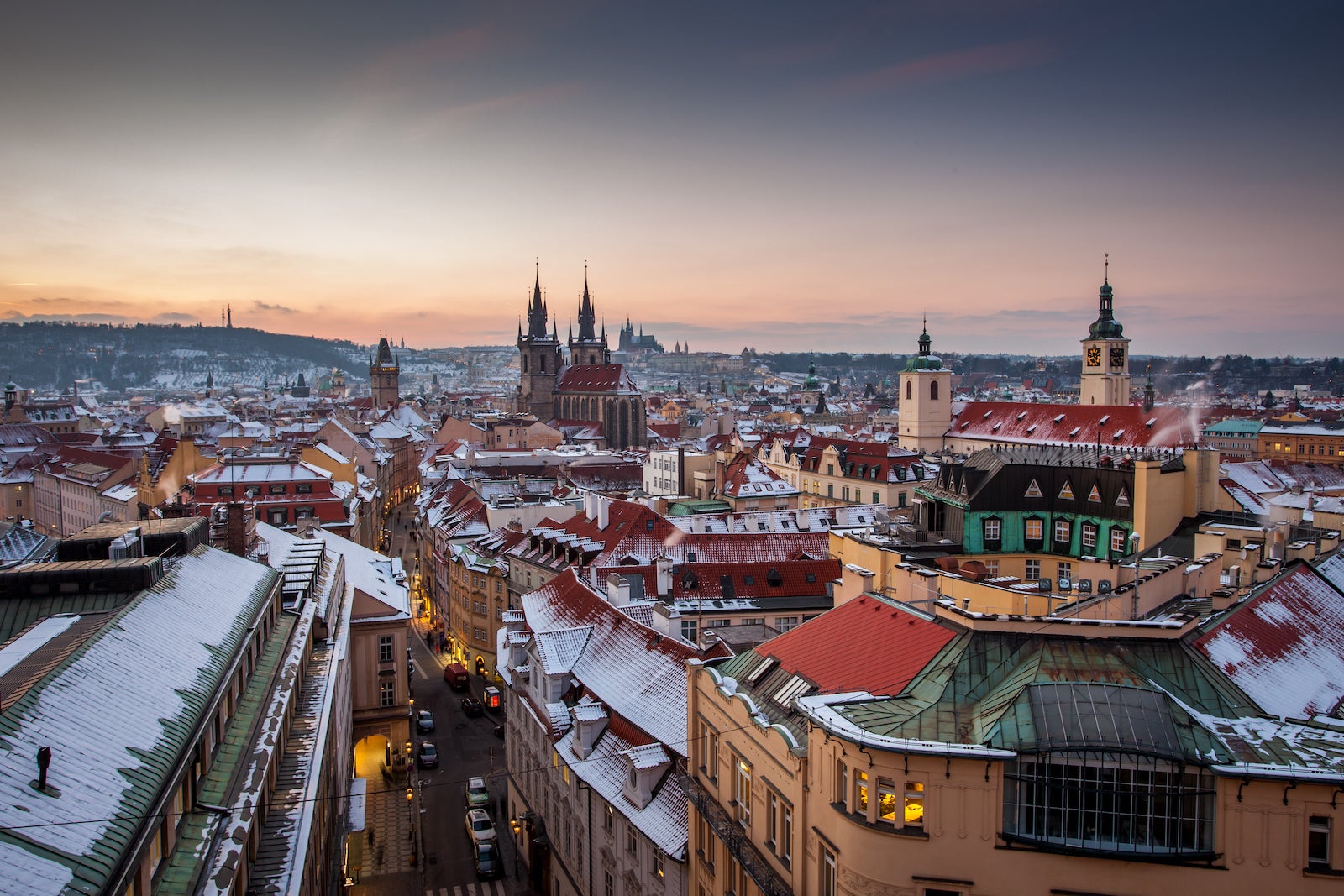 Historical center of Prague in winter