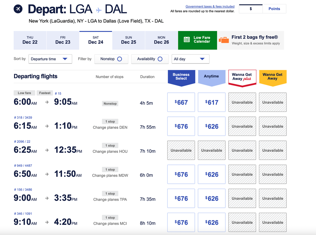 Southwest deal Get 25 off oneway trips for Christmas and New Year's