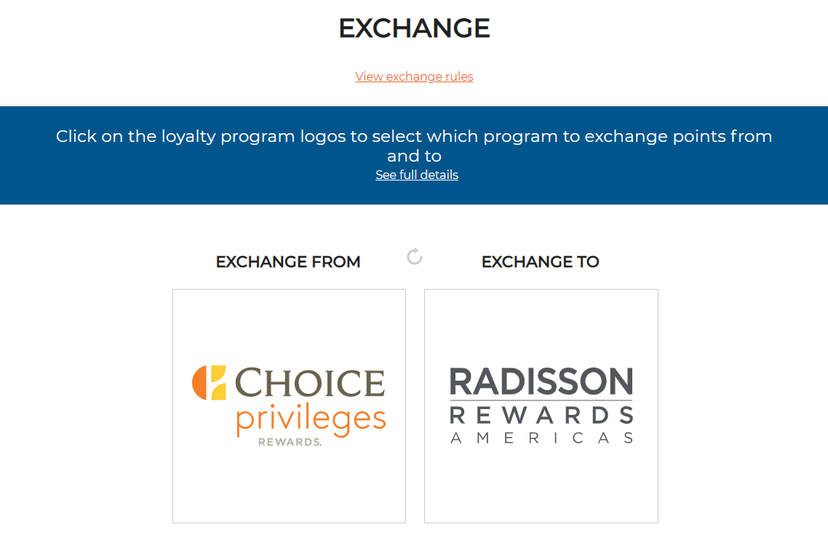 Exchange Choice Privileges and Radisson Rewards Americas points The