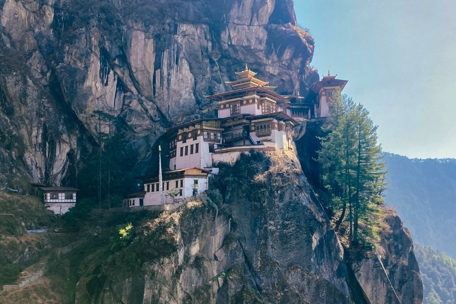The Tiger's Nest in Bhutan: a small monastery built into the side of a mountain