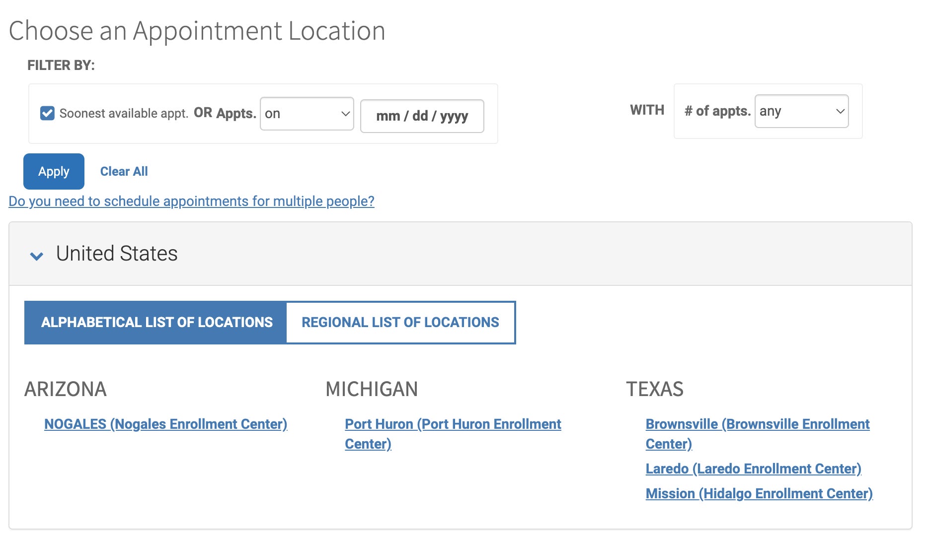 Tips for getting a global entry appointment time when nothing is