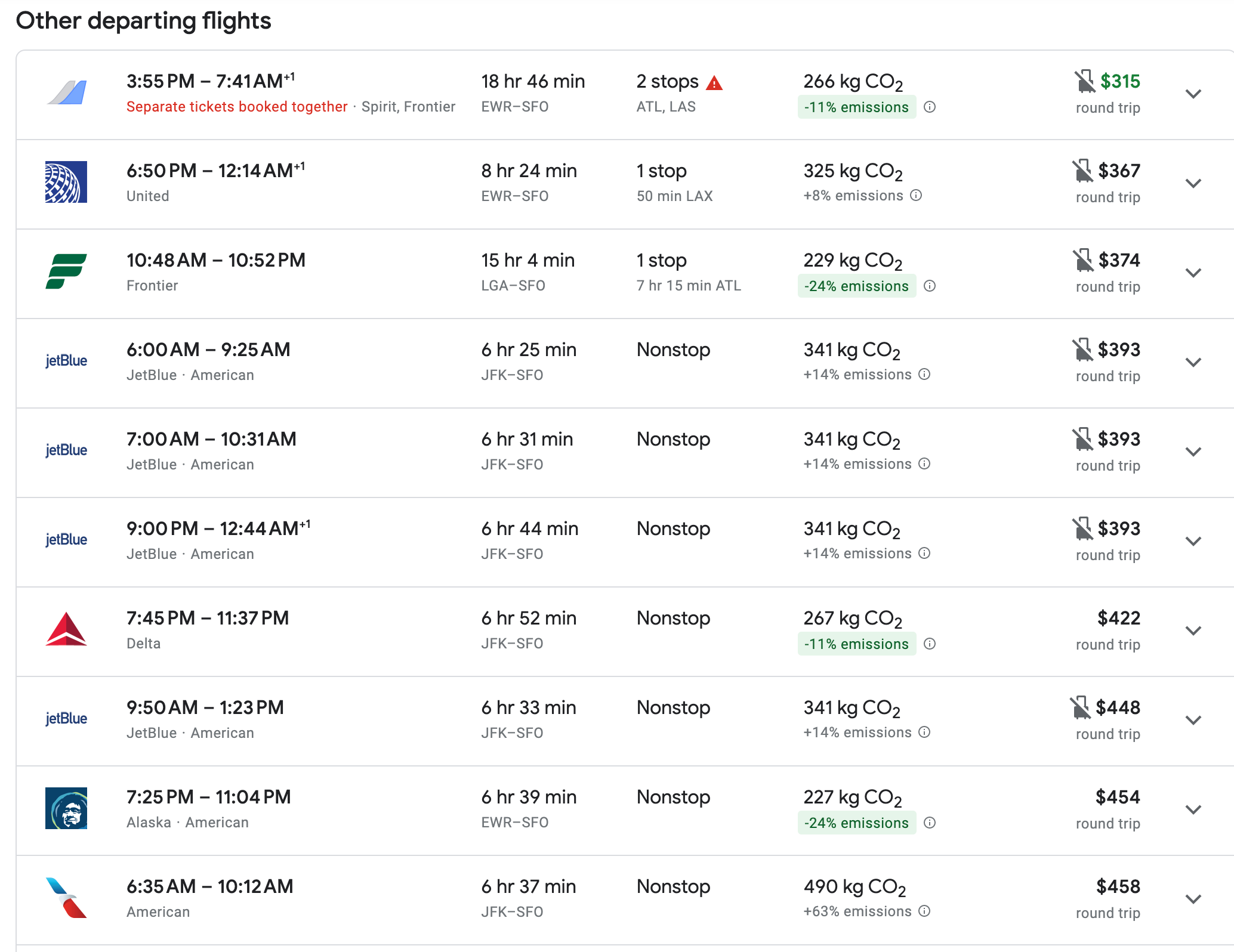 round trip flights vs one way