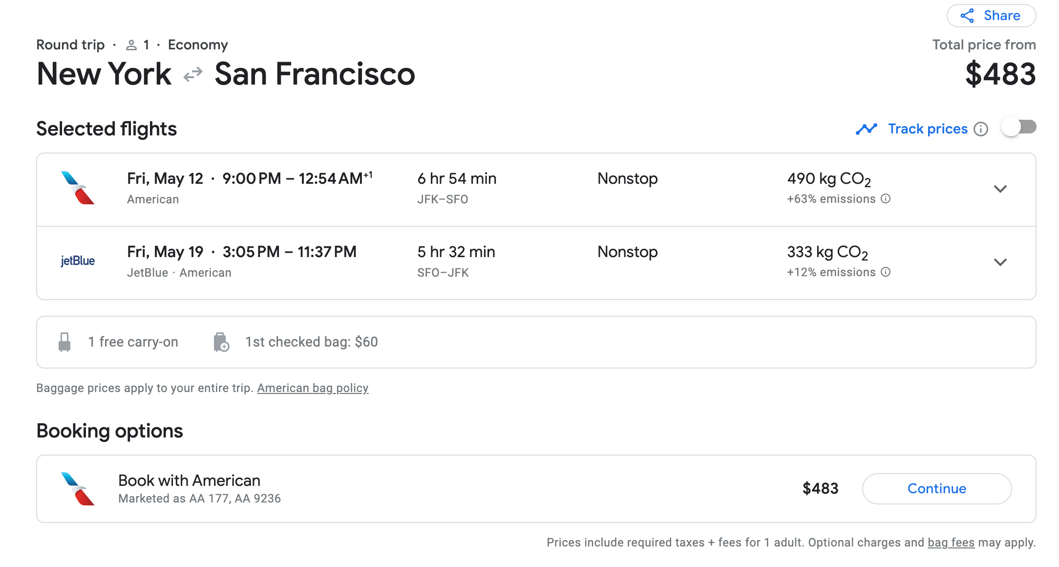 round trip flights vs one way