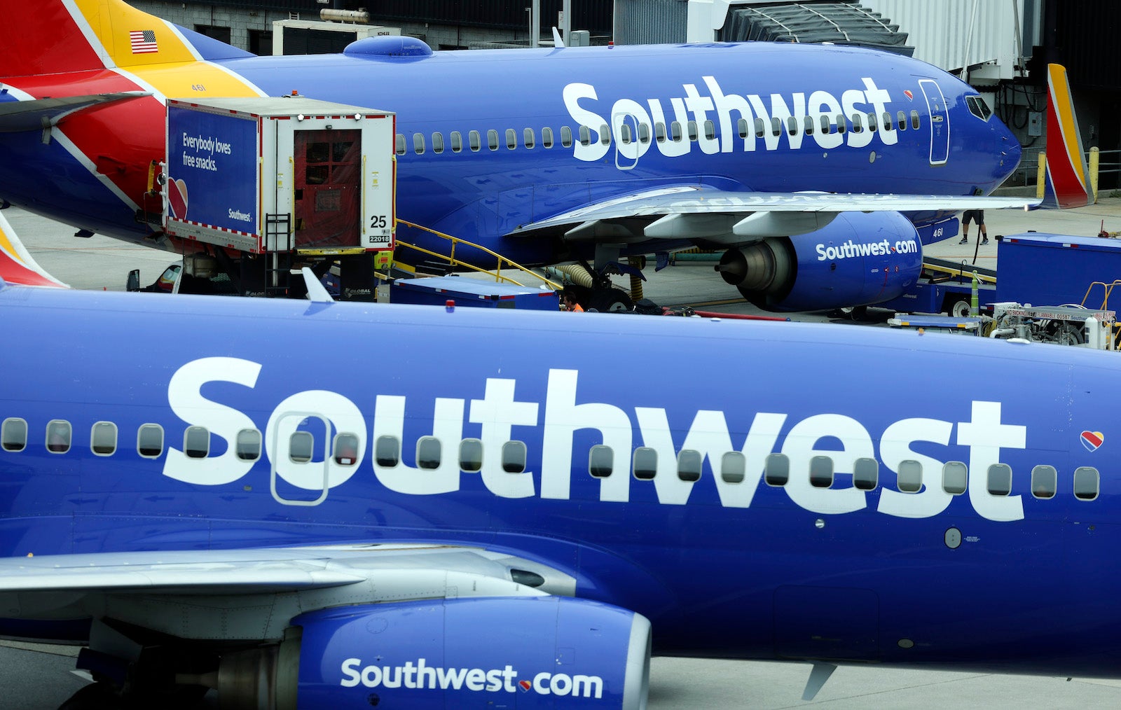 Two Southwest Boeing 737 aircraft at Baltimore Airport
