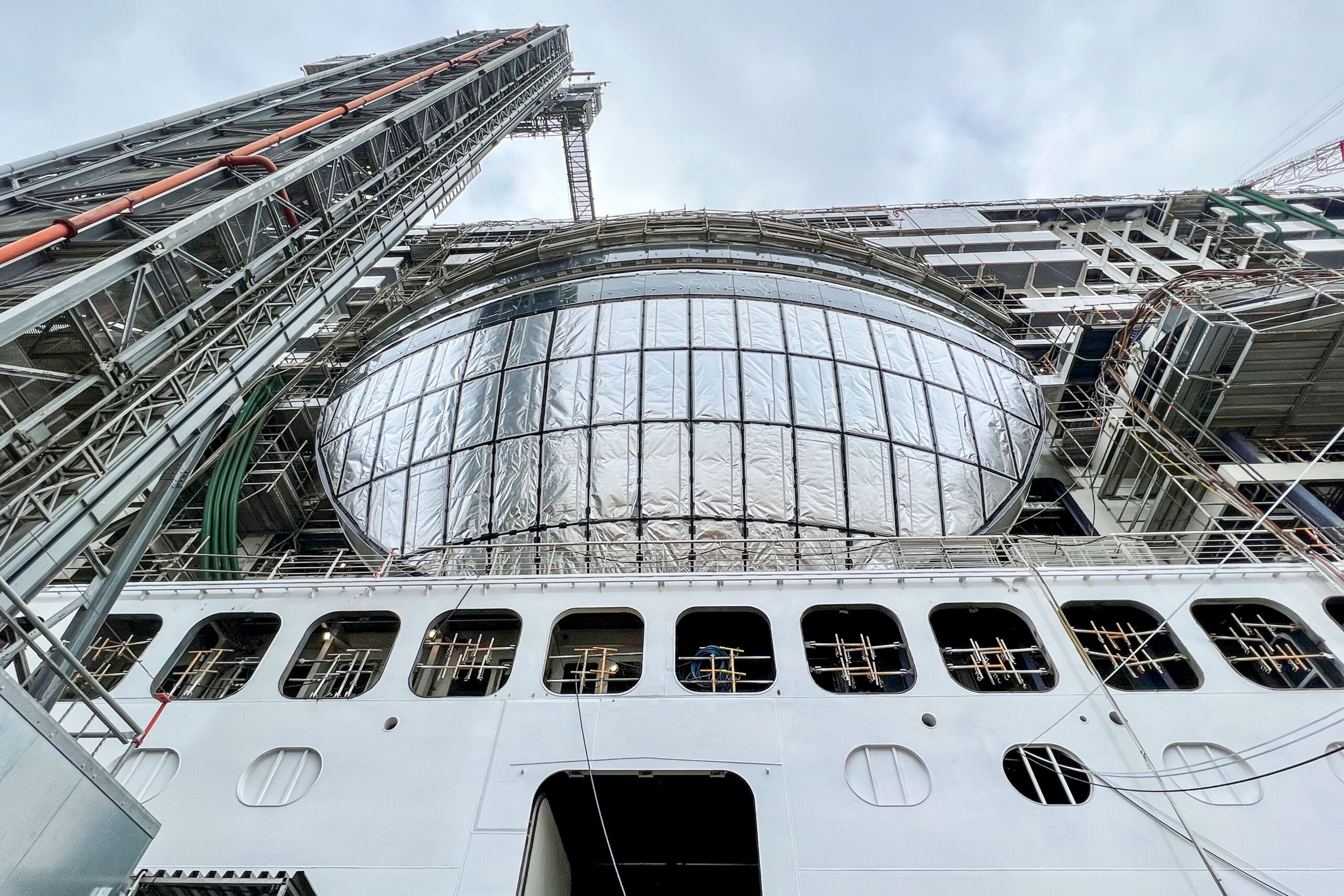cruise ship under construction