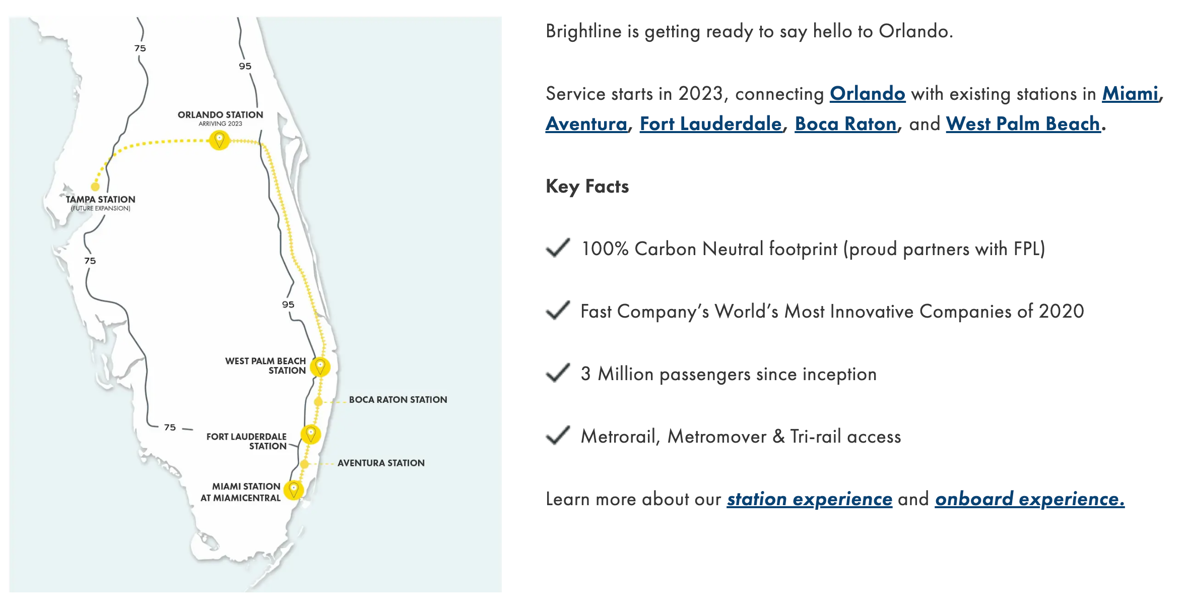 Map of Brightline destinations