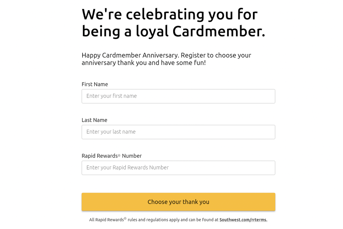 Southwest cardholders Earn up to 2,000 points with this anniversary