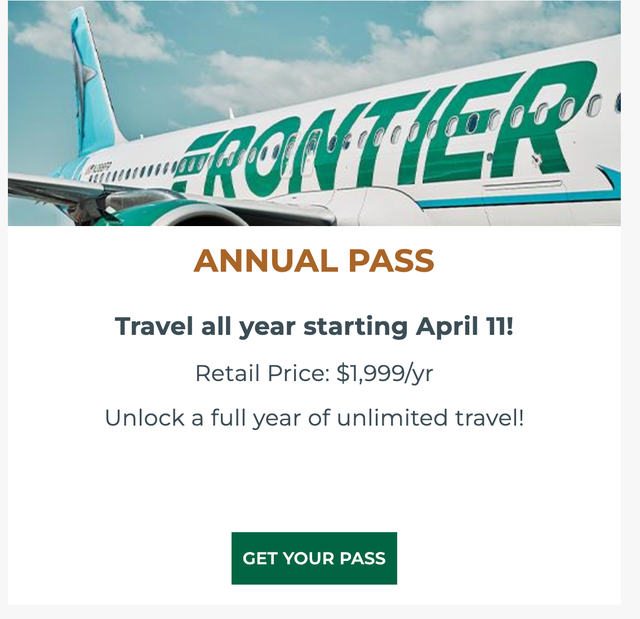 Frontier announces discounted summer and annual flight passes