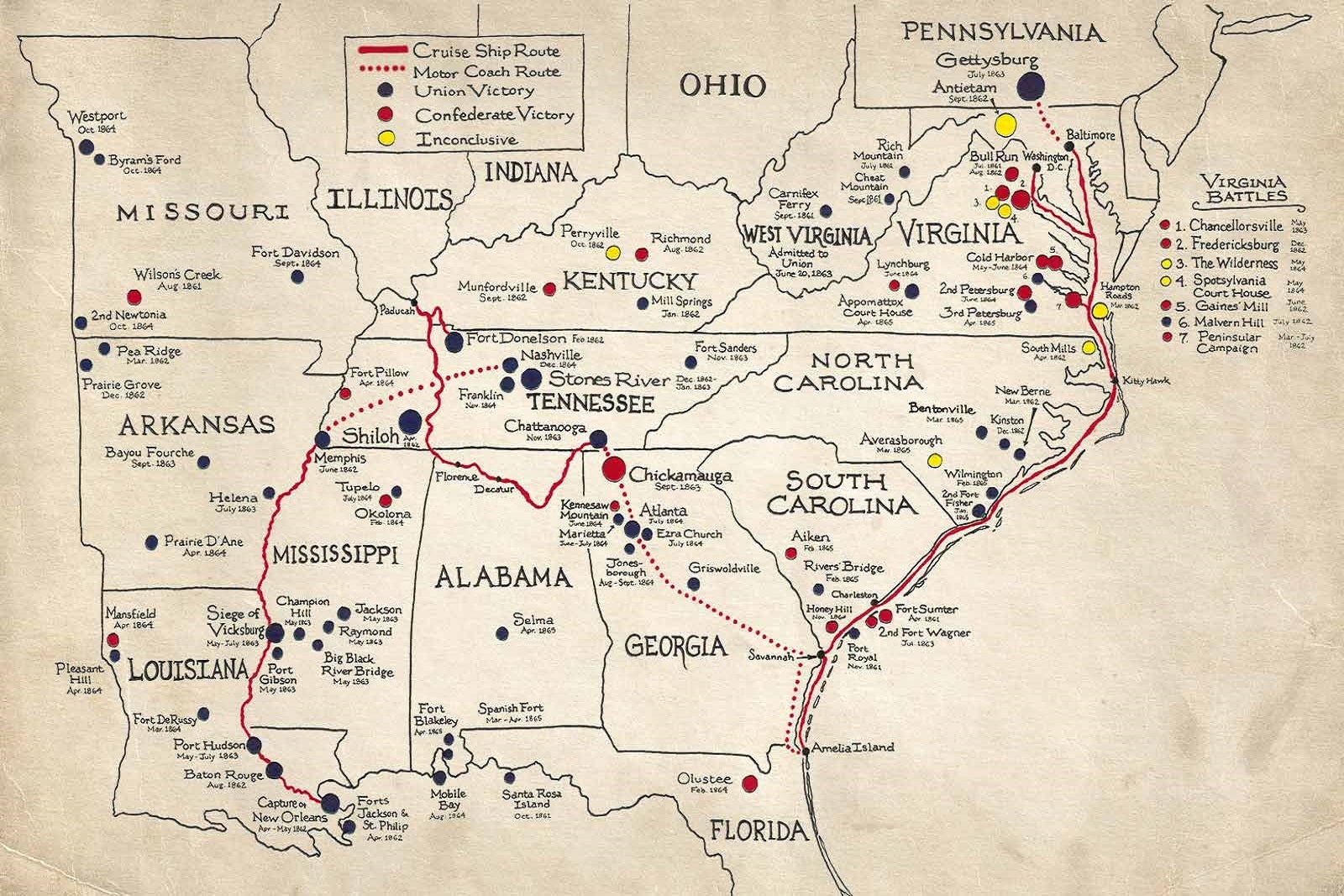 2ACL_Civil War Battlefields Cruise Map