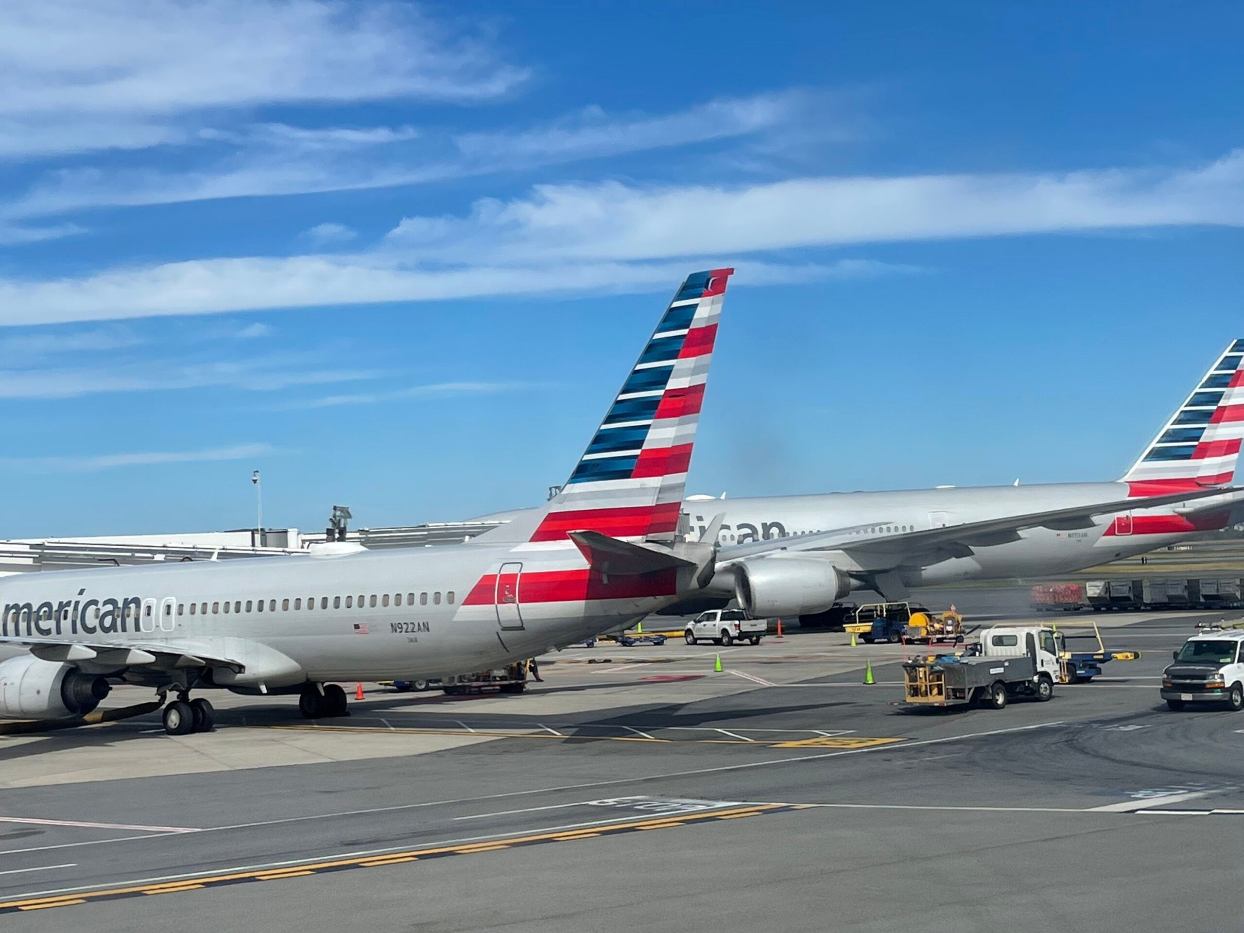 American Airlines planes at gate in Boston
