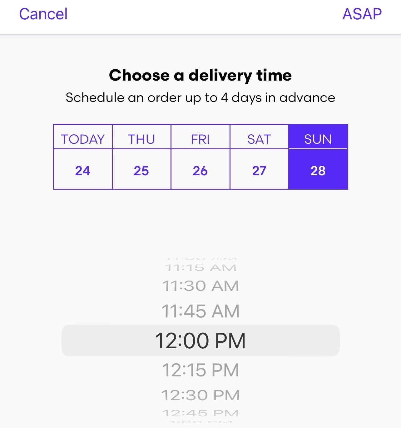 Schedule a delivery order on Grubhub