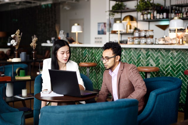 Financial adviser with her client