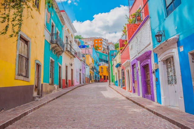 Colorful alleys and streets in Guanajuato city, Mexico