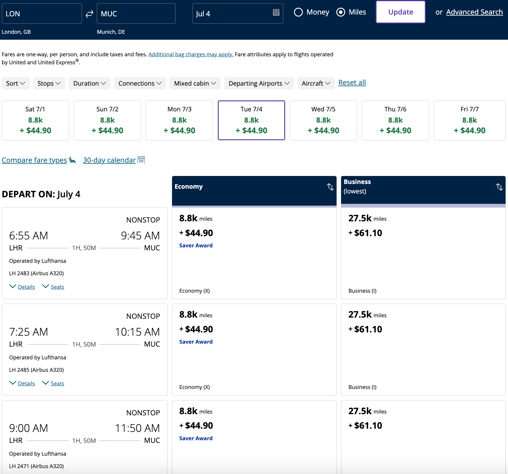 How To Redeem United Miles The Points Guy LHR To MUC UA 