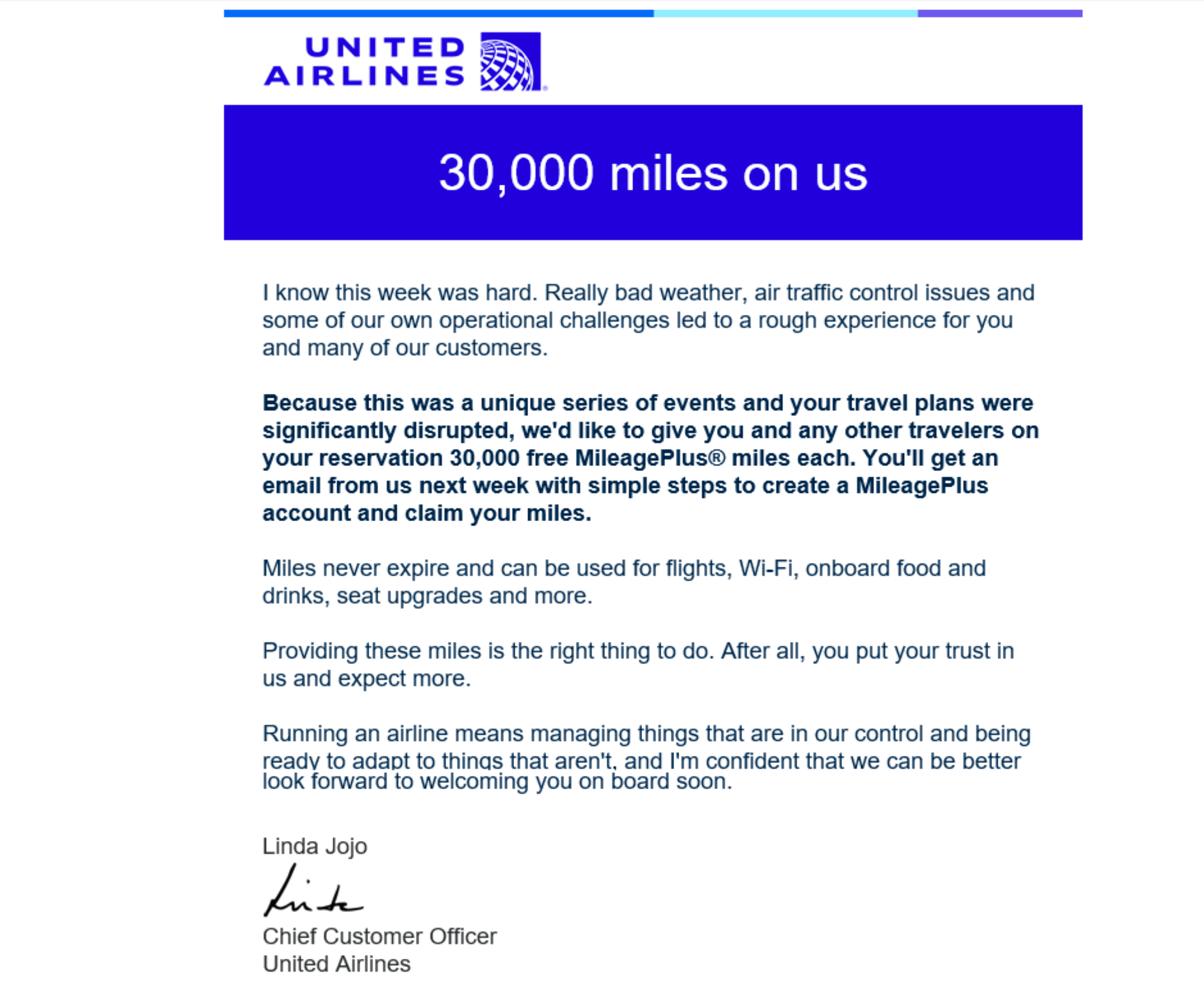 United - Get on board with giving a flight through Miles