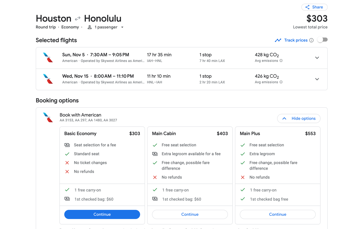 American offering roundtrip flights to Hawaii from multiple US cities
