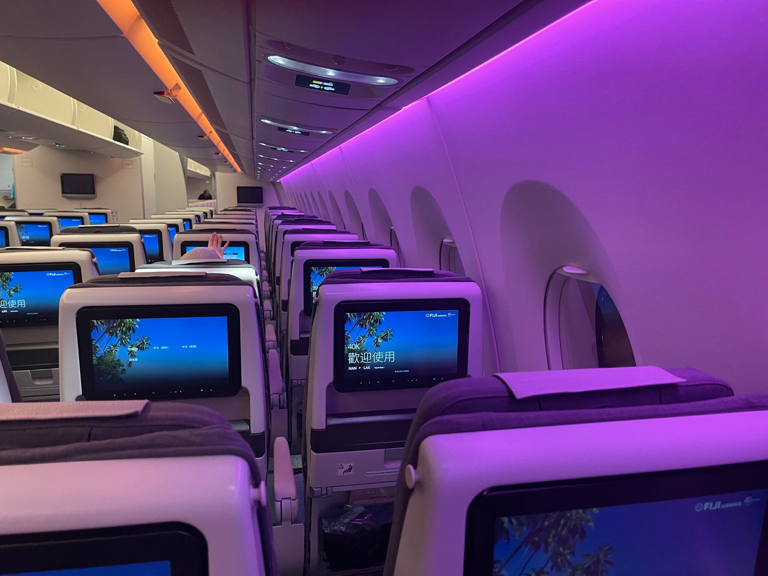 Fiji Airways A350 mood lighting