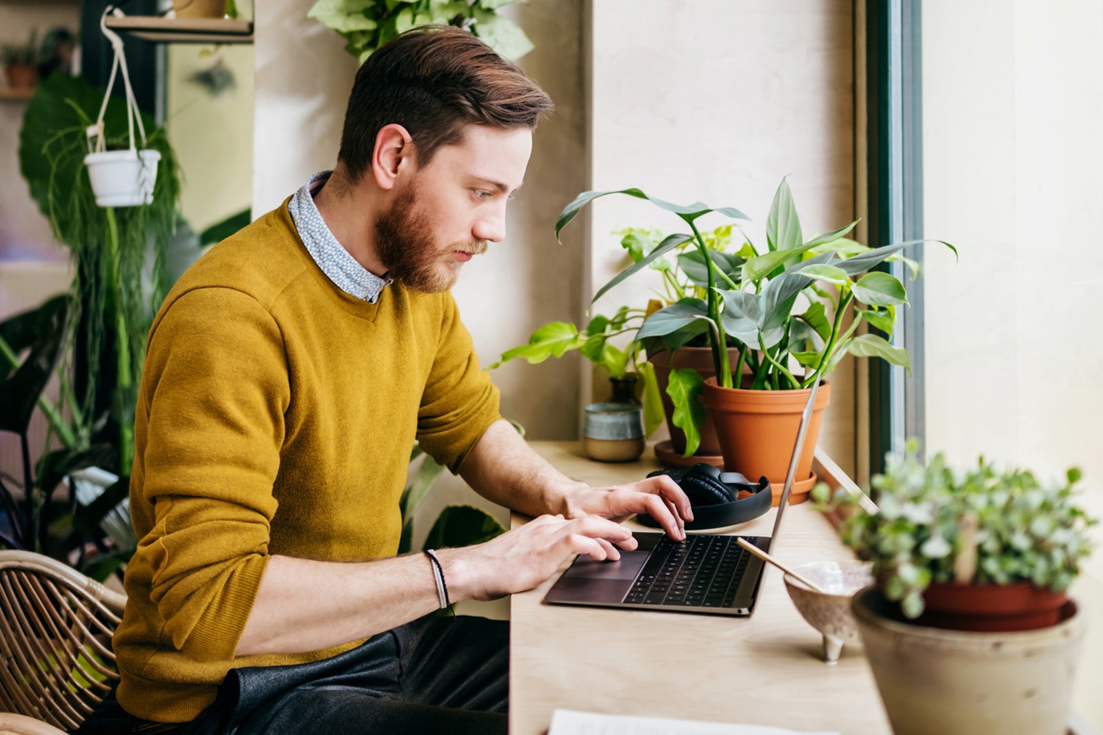 Man sitting at desk working on computer Tom Werner