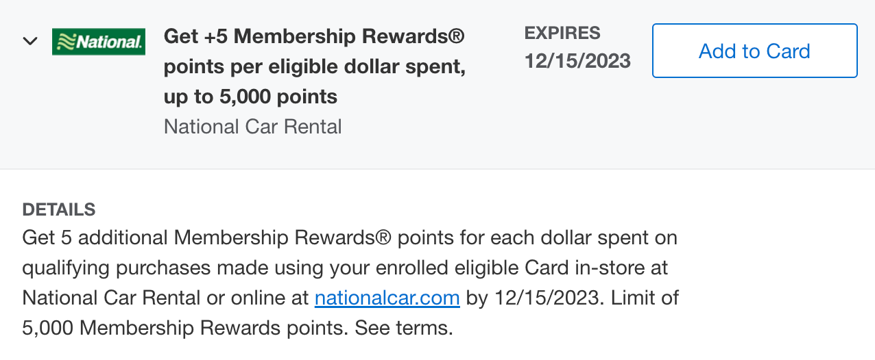 Amex Offers with car rental companies Save money and earn bonus points