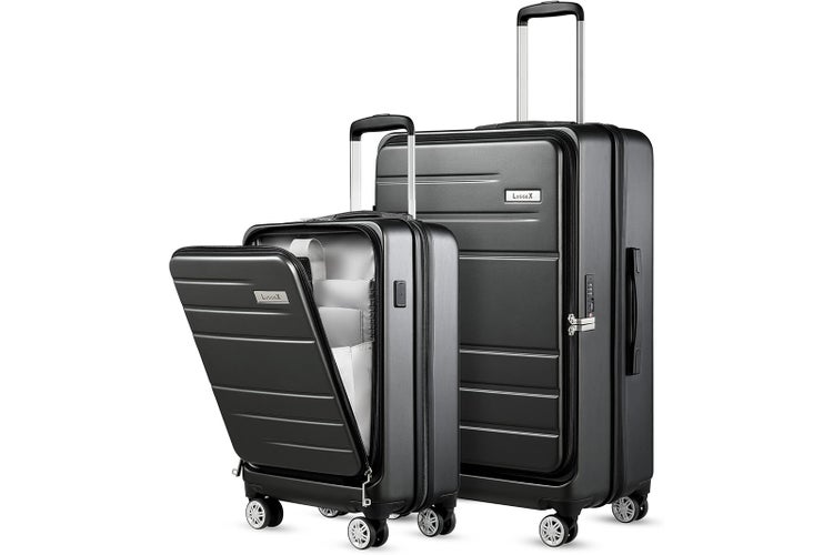 LUGGEX Black PC Luggage Sets 2 Pieces 20 Inch Carry On Luggage ?width=750