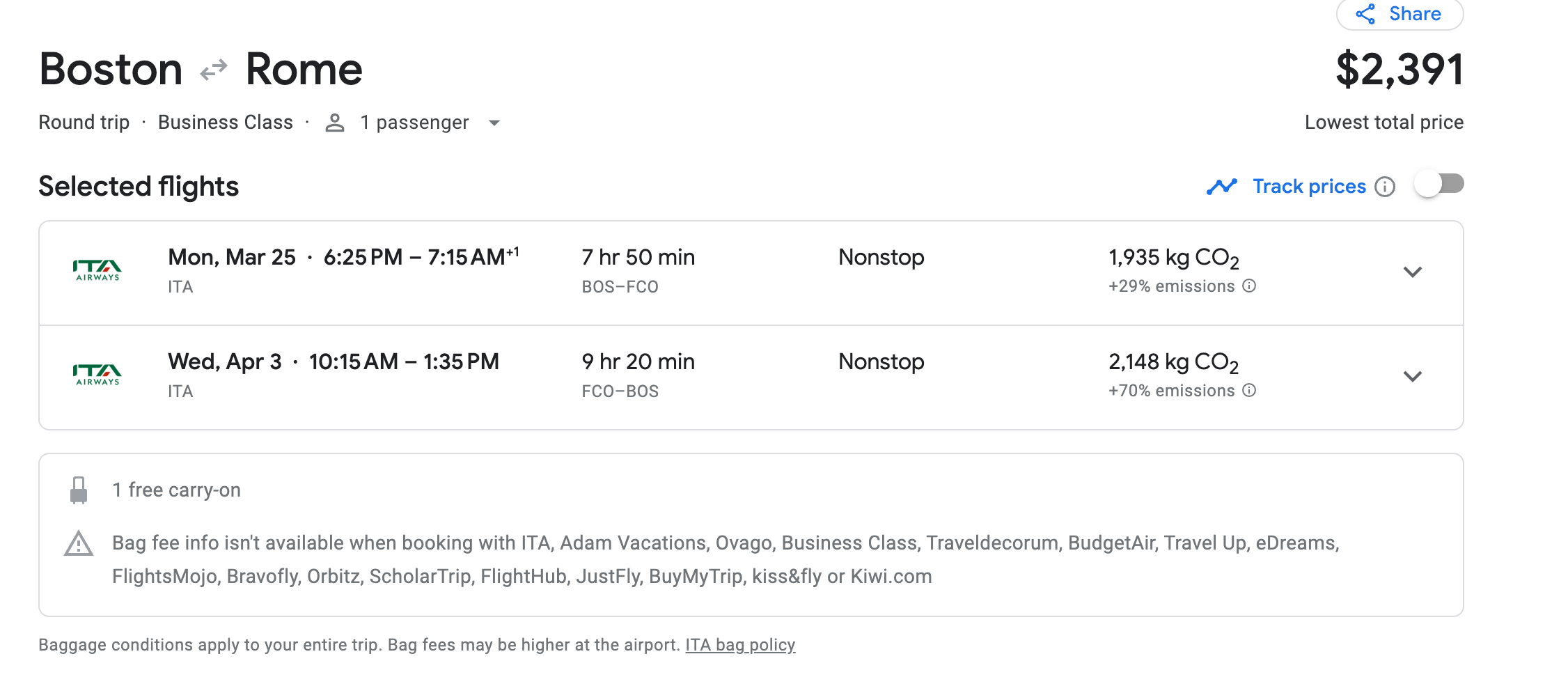 Major Discounts On Business Class Flights From The US To Europe Through   Screenshot 2023 10 24 At 8.20.33 AM 