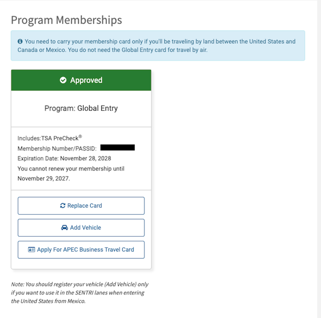 how long is global entry good for kids