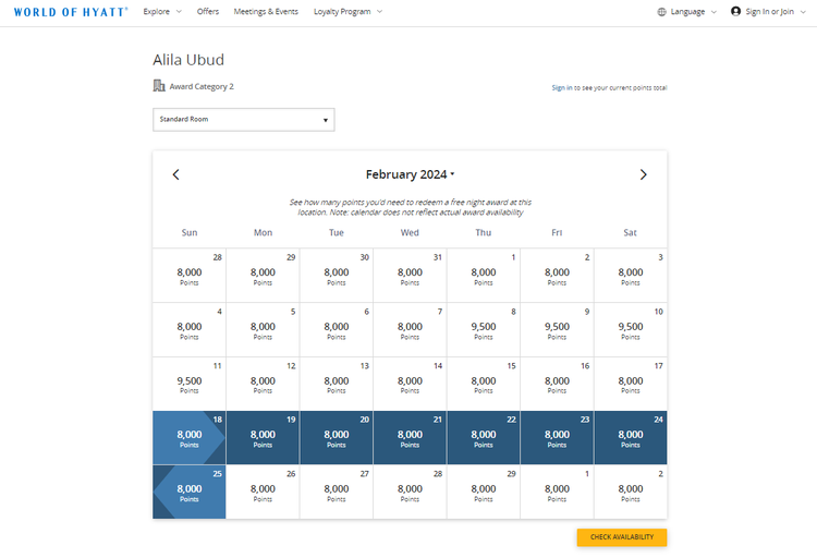 Hyatt award calendar Check it to save on your next award The Points Guy