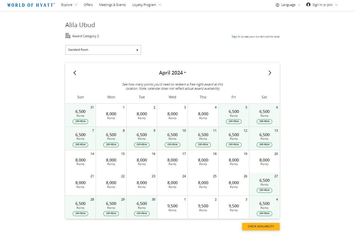 Hyatt award calendar Check it to save on your next award The Points Guy