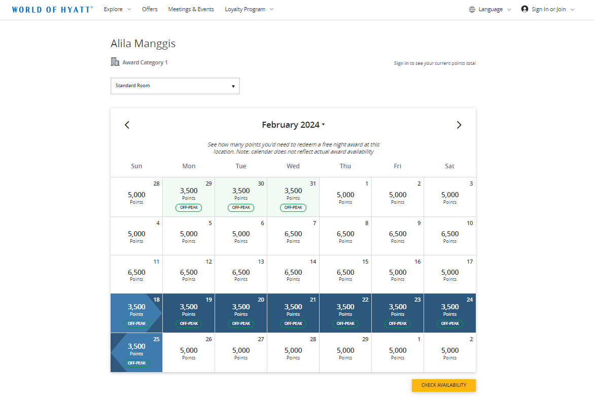 Hyatt award calendar Check it to save on your next award The Points Guy