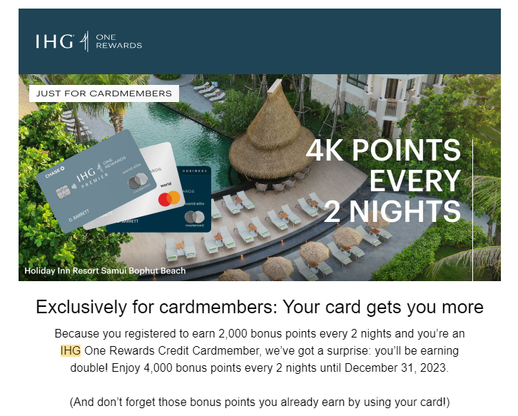 Current IHG One Rewards bonus points promotion The Points Guy