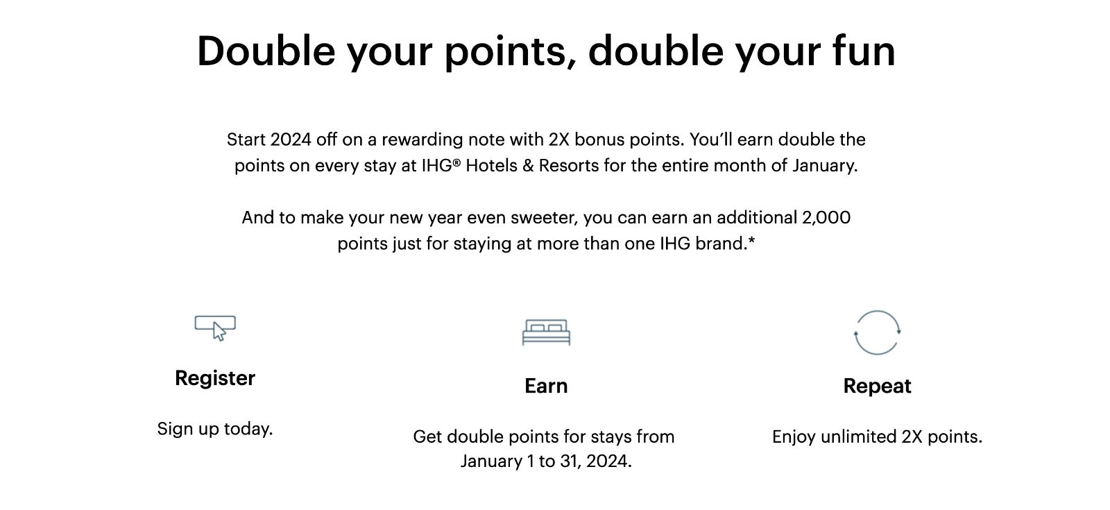 IHG One Rewards Promotion Register And Earn 2X Bonus Points In January   Ihg One Rewards January Promotion 